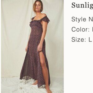 Free People Sunlight Printed Maxi Slip Size L NWT
